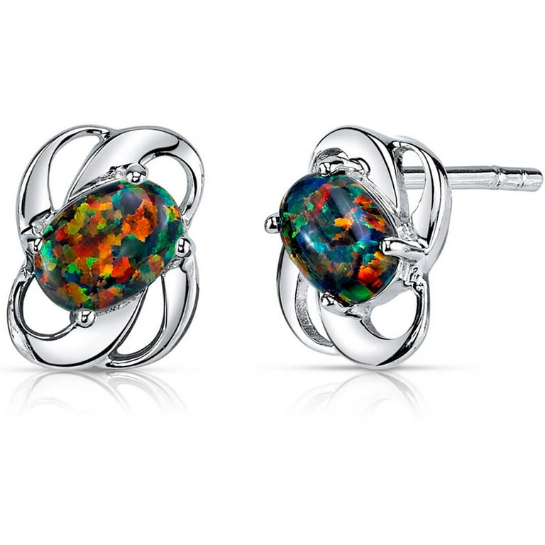 Sterling silver created opal earrings Sterling silver created opal earrings