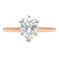 thumbnail image 1 of 1.5 ct Pear Cut Genuine Cultured Diamond VS1-VS2 G-H 14K Rose Gold Solitaire Promise Wedding Statement Engagement Designer Ring size 10, 1 of 7