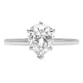 thumbnail image 1 of 1.5 ct Pear Cut Genuine Cultured Diamond VS1-VS2 G-H 14K White Gold Solitaire Promise Wedding Statement Engagement Designer Ring size 11, 1 of 6