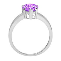 1.5 ct Pear Cut Natural Amethyst Solitaire Engagement Ring for Women in 18K White Gold
