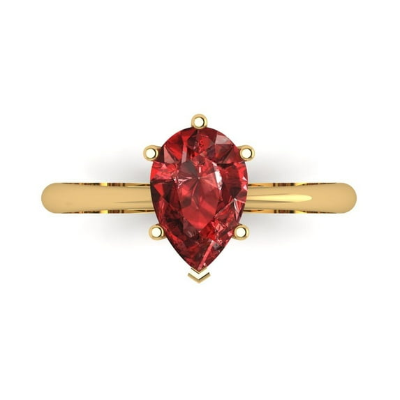 Clara Pucci 14K Yellow Gold 1.5ct Garnet Solitaire Ring for Women