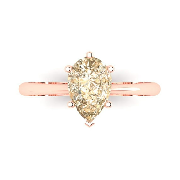 1.5 ctw Solitaire Anniversary Ring for Women | Pear Cut Natural Morganite | Hyperallergenic Solid 18K Rose Gold
