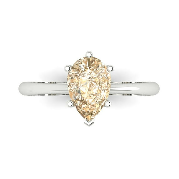1.5 ctw Solitaire Anniversary Ring for Women | Pear Cut Natural Morganite | Hyperallergenic Solid 18K White Gold