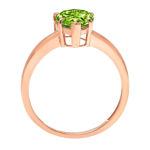 1.5 ct Pear Cut Natural Peridot Solitaire Engagement Ring for Women in 18K Rose Gold