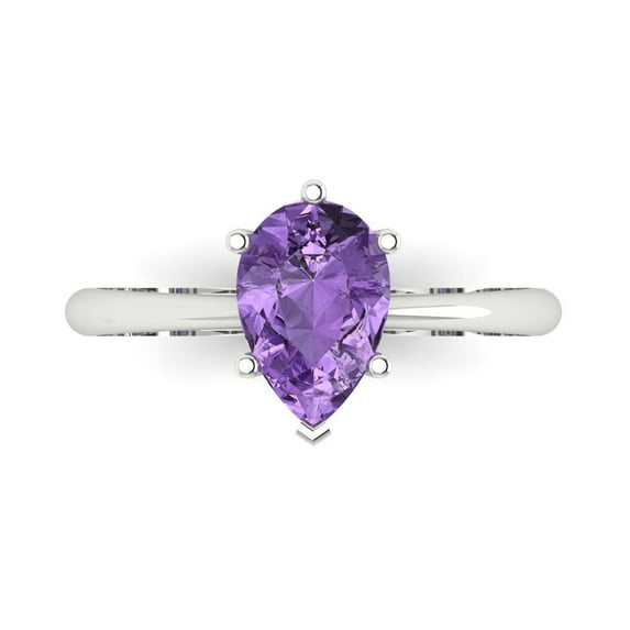 Clara Pucci 14K White Gold 1.5ct Alexandrite Solitaire Ring for Women