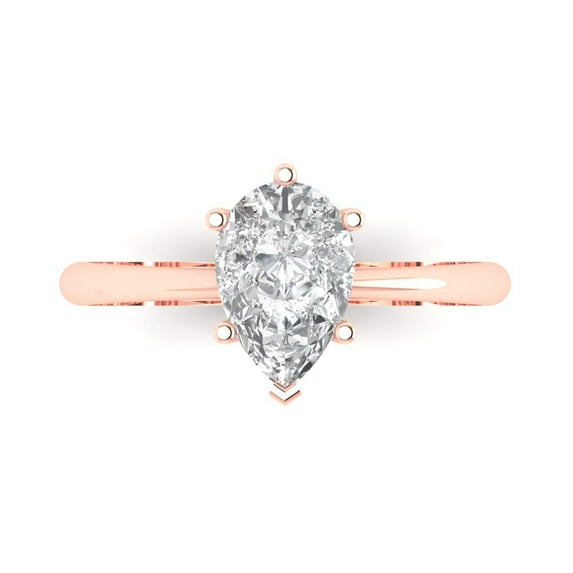 1.5 ctw Solitaire Anniversary Ring for Women | Pear Cut Zirconia Diamond | Hyperallergenic Solid 18K Rose Gold