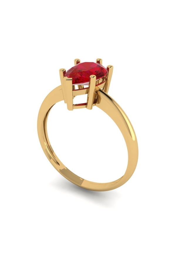 1.5 ct Pear Cut Simulated Pink Tourmaline Solitaire Engagement Ring for Women in 14K Yellow Gold