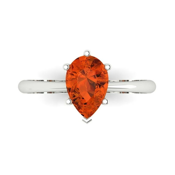 1.5 ctw Solitaire Anniversary Ring for Women | Pear Cut Simulated Red Diamond | Hyperallergenic Solid 18K White Gold