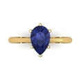 thumbnail image 1 of 1.5 ctw Solitaire Anniversary Ring for Women | Pear Cut Simulated Tanzanite | Hyperallergenic Solid 14K Yellow Gold, 1 of 5