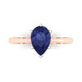 thumbnail image 1 of 1.5 ctw Solitaire Anniversary Ring for Women | Pear Cut Simulated Tanzanite | Hyperallergenic Solid 18K Rose Gold, 1 of 5