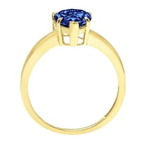 1.5 ct Pear Cut Simulated Tanzanite Solitaire Engagement Ring for Women in 14K Yellow Gold