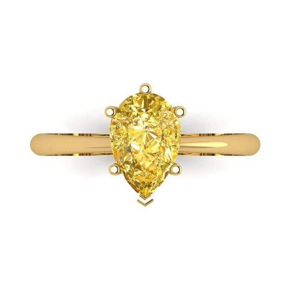 1.5 ct Pear Cut Simulated Yellow Diamond Solitaire Engagement Ring for Women in 14K Yellow Gold