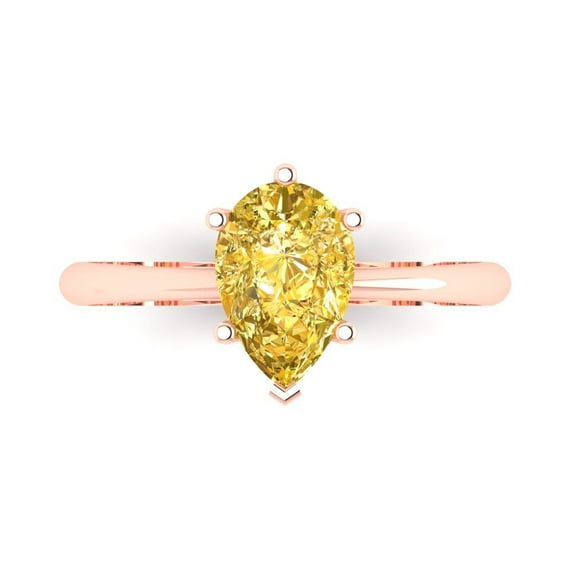 1.5 ct Pear Cut Simulated Yellow Diamond Solitaire Engagement Ring for Women in 18K Rose Gold