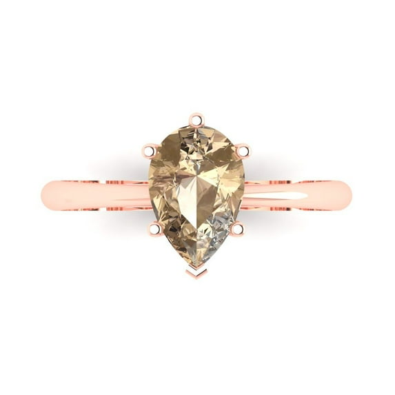 Clara Pucci 14K Rose Gold 1.5ct YellowMoissanite Solitaire Ring for Women