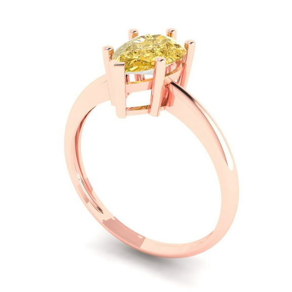 1.5 ct Pear Cut Yellow Moissanite Solitaire Engagement Ring for Women in 18K Rose Gold