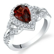 ORAVO 1.5 ct Pear Shape Garnet Halo Ring in Sterling Silver