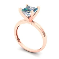 1.5 ct Princess Cut Blue Moissanite Solitaire Engagement Ring for Women in 18K Rose Gold