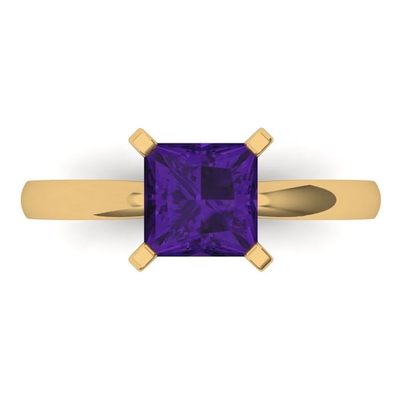 Clara Pucci 14K Yellow Gold 1.5ct Amethyst Solitaire Ring for Women