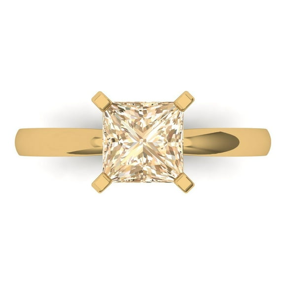 Solitaire Engagement Ring for Women - 1.5ct Natural Morganite in 14K Yellow Gold Promise Ring