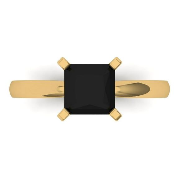 Clara Pucci 14K Yellow Gold 1.5ct Onyx Solitaire Ring for Women