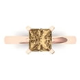 thumbnail image 1 of 1.5 ct Princess Cut Simulated Champagne Diamond Solitaire 18K Rose Gold Womens Engagement Ring, 1 of 5