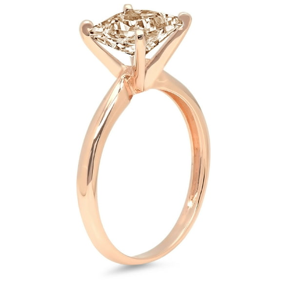 1.5 ct Princess Cut Simulated Champagne Diamond Solitaire Engagement Ring for Women in 18K Rose Gold