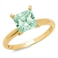 thumbnail image 1 of 1.5 ct Princess Cut Simulated Green Diamond Solitaire 14K Yellow Gold Womens Engagement Ring, 1 of 4
