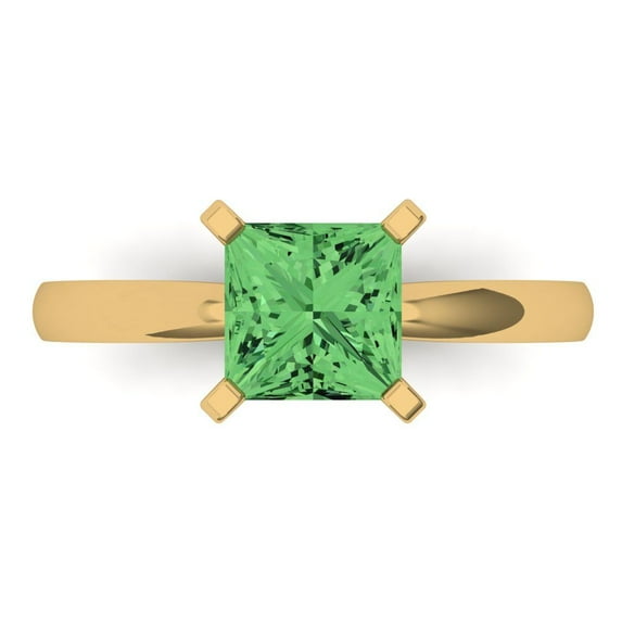 Solitaire Engagement Ring for Women - 1.5ct Simulated Green Diamond in 14K Yellow Gold Promise Ring