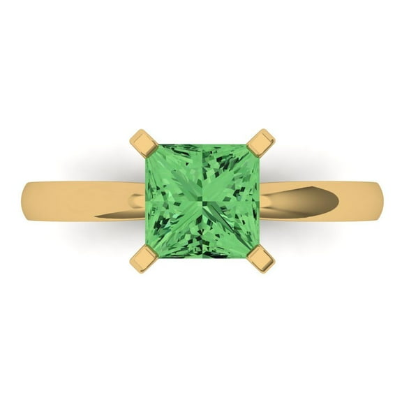 Solitaire Engagement Ring for Women - 1.5ct Simulated Green Diamond in 14K Yellow Gold Promise Ring