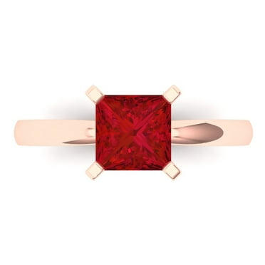 1.5 ct Princess Cut Simulated Pink Tourmaline Solitaire 18K Rose Gold Womens Engagement Ring