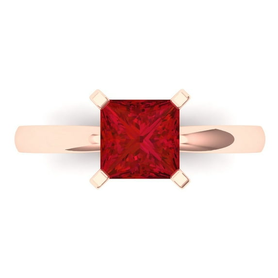 1.5 ctw Solitaire Anniversary Ring for Women | Princess Cut Simulated Pink Tourmaline | Hyperallergenic Solid 18K Rose Gold
