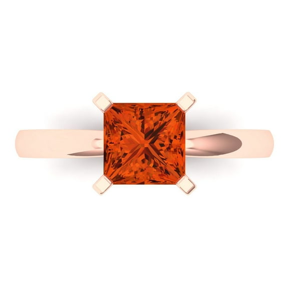 1.5 ctw Solitaire Anniversary Ring for Women | Princess Cut Simulated Red Diamond | Hyperallergenic Solid 18K Rose Gold