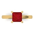 thumbnail image 1 of Clara Pucci 14K Yellow Gold Solid Gold Ruby Solitaire Anniversary Ring for Women - 1.5 cttw Princess Cut, 1 of 8
