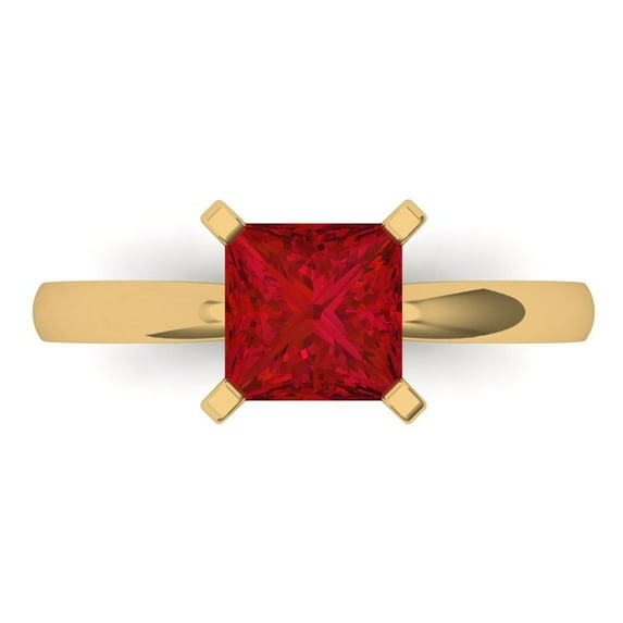 Clara Pucci 14K Yellow Gold 1.5ct Ruby Solitaire Ring for Women