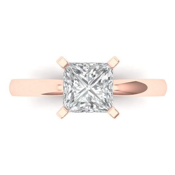 Clara Pucci 14K Rose Gold 1.5ct WhiteSapphire Solitaire Ring for Women