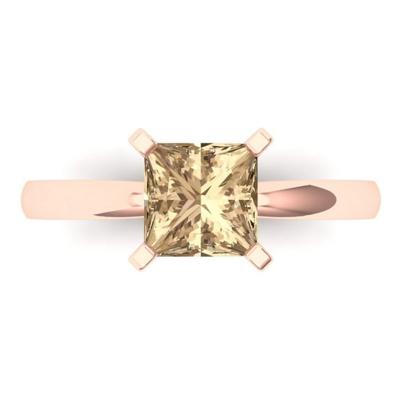 1.5 ct Princess Cut Yellow Moissanite Solitaire Engagement Ring for Women in 18K Rose Gold