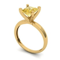 1.5 ct Princess Cut Yellow Moissanite Solitaire Engagement Ring for Women in 18K Yellow Gold