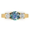 thumbnail image 1 of 1.5 ctw 3 Stone Anniversary Ring for Women | Round Cut Blue Moissanite | Hyperallergenic Solid 14K Yellow Gold, 1 of 5