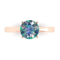 1.5 ct Round Cut Blue Moissanite Solitaire Engagement Ring for Women in 14K Rose Gold