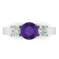 thumbnail image 1 of Clara Pucci 14K White Gold 1.5ct Amethyst Three-Stone Ring for Women, 1 of 8