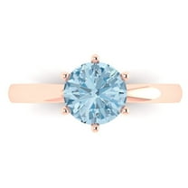 1.5 ct Round Cut Natural Aquamarine Solitaire Engagement Ring for Women in 14K Rose Gold