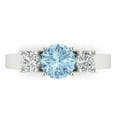 thumbnail image 1 of 1.5 ct Round Cut Natural Aquamarine Three-Stone Engagement Ring for Women in 18K White Gold, 1 of 5