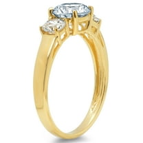 1.5 ct Round Cut Natural Aquamarine Three-Stone Engagement Ring for Women in 18K Yellow Gold