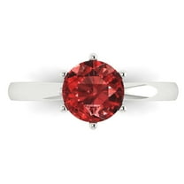 1.5 ctw Solitaire Anniversary Ring for Women | Round Cut Natural Garnet | Hyperallergenic Solid 18K White Gold