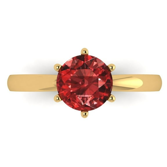 1.5 ct Round Cut Natural Garnet Solitaire Engagement Ring for Women in 14K Yellow Gold