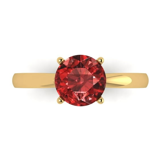 1.5 ct Round Cut Natural Garnet Solitaire Engagement Ring for Women in 18K Yellow Gold