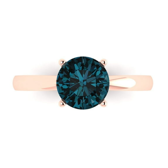 1.5 ctw Solitaire Anniversary Ring for Women | Round Cut Natural London Blue Topaz | Hyperallergenic Solid 18K Rose Gold
