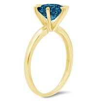 1.5 ct Round Cut Natural London Blue Topaz Solitaire Engagement Ring for Women in 18K Yellow Gold
