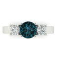 thumbnail image 1 of 1.5 ct Round Cut Natural London Blue Topaz Three-Stone Engagement Ring for Women in 18K White Gold, 1 of 5