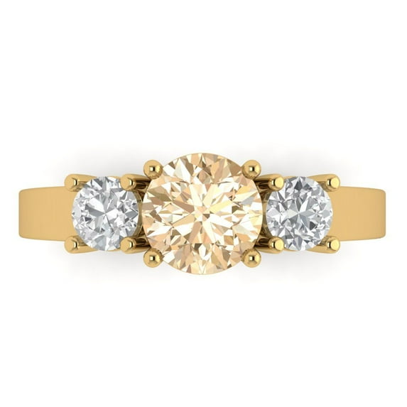 1.5 ctw 3 Stone Anniversary Ring for Women | Round Cut Natural Morganite | Hyperallergenic Solid 18K Yellow Gold